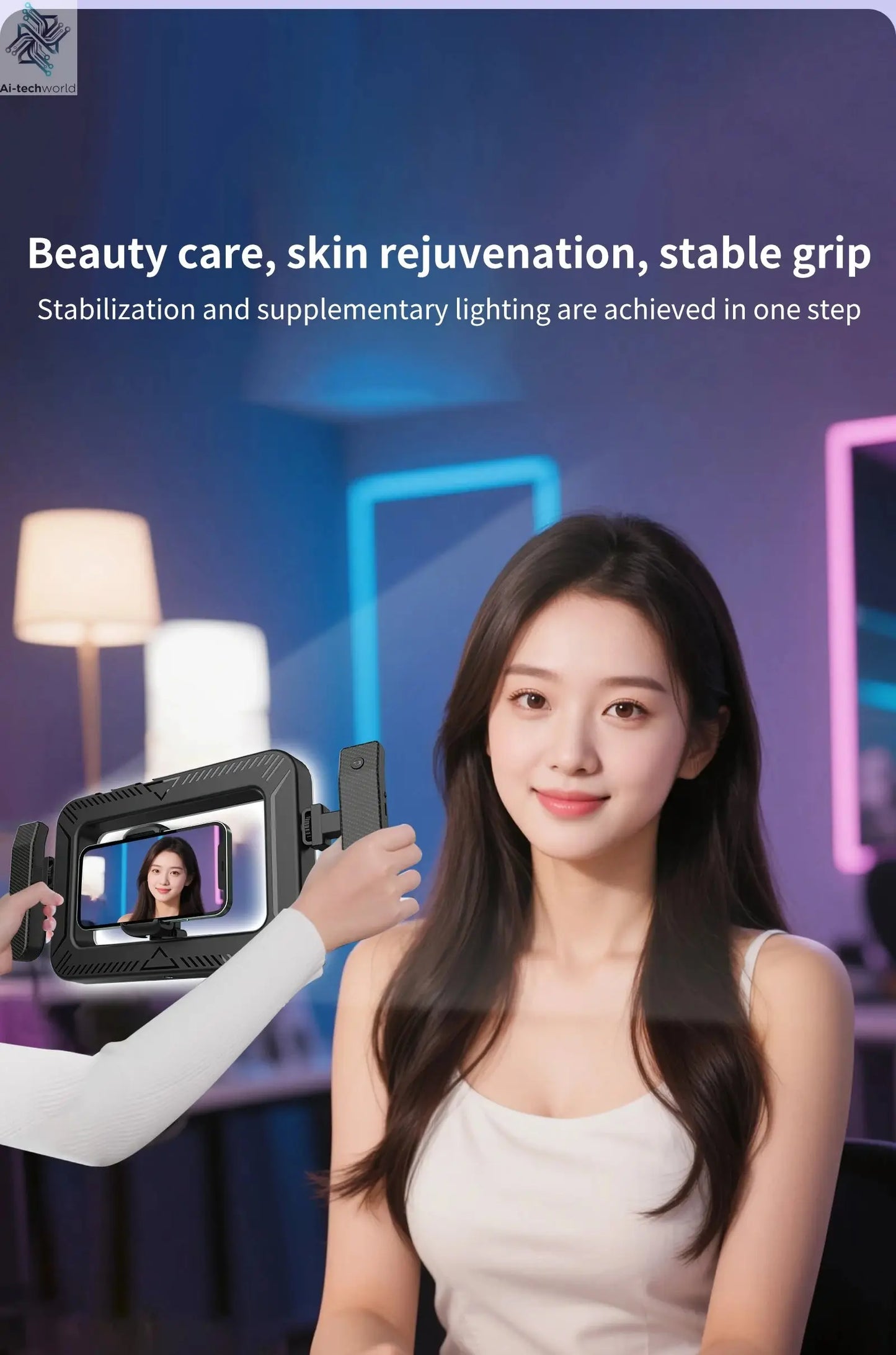 k03 Portable Handheld Ring LED Light New Rabbit Cage Lighting Photography Lamp for Mobile Live Broadcast Selfie Light Decoration Ai-TechWorld 