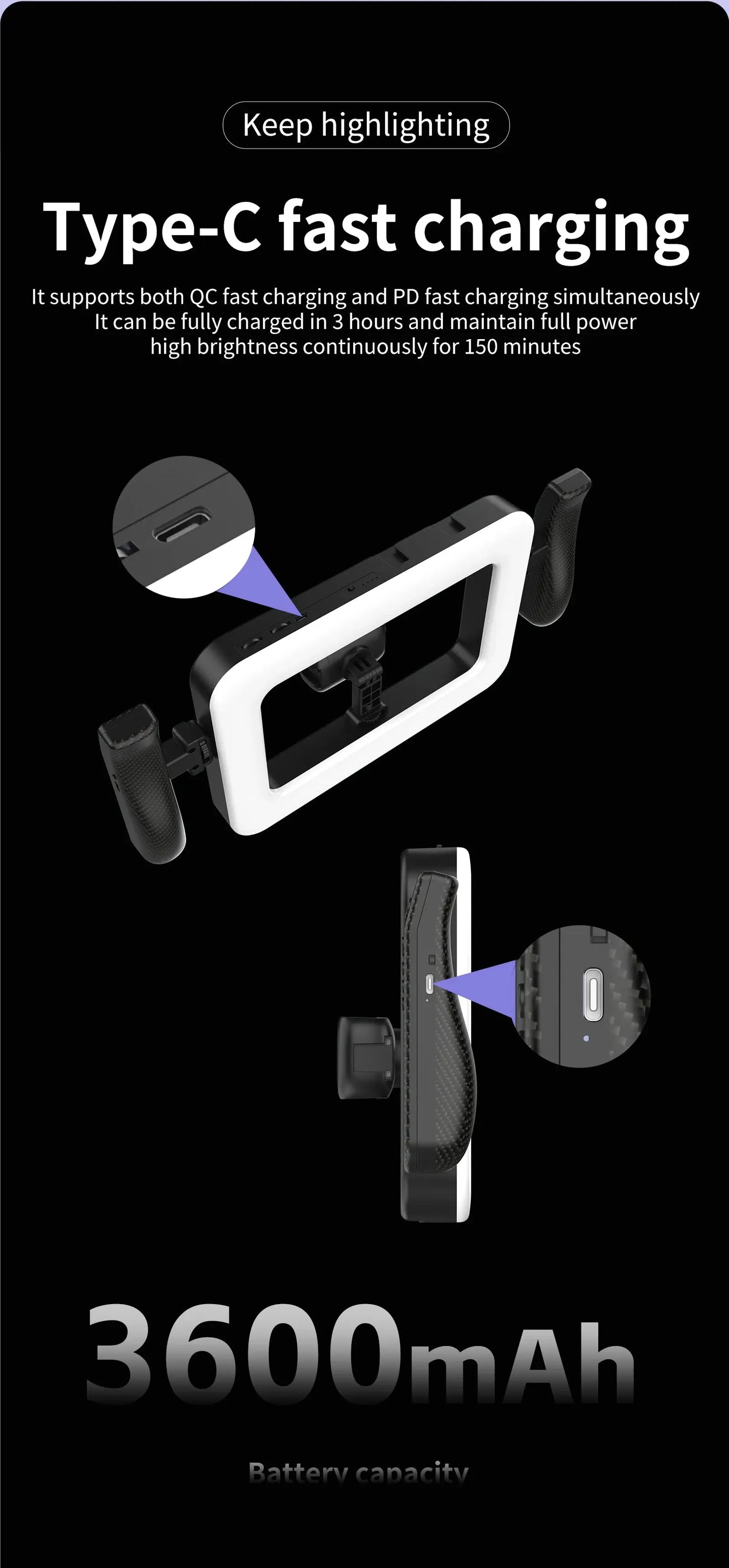 k03 Portable Handheld Ring LED Light New Rabbit Cage Lighting Photography Lamp for Mobile Live Broadcast Selfie Light Decoration Ai-TechWorld 