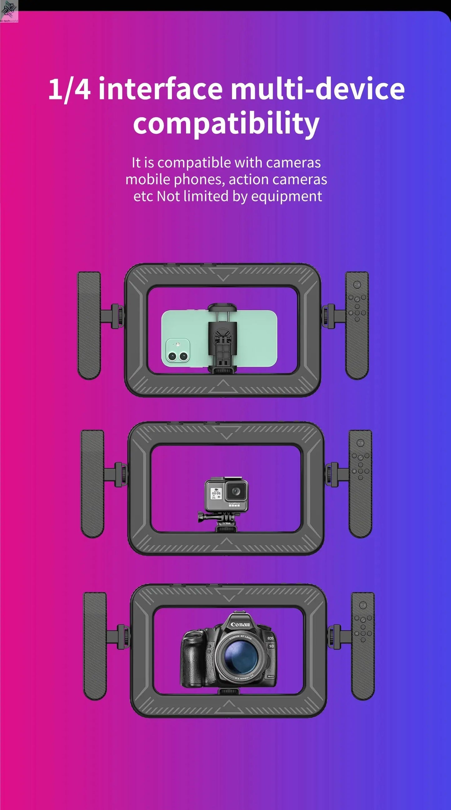 k03 Portable Handheld Ring LED Light New Rabbit Cage Lighting Photography Lamp for Mobile Live Broadcast Selfie Light Decoration Ai-TechWorld 