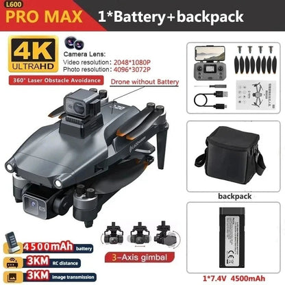 L600 PRO MAX GPS Drone Professional 4K 3-Axis PTZ HD Dual Camera Obstacle Avoidance Brushless Motor 5G WIFI RC Quadcopter Toys Ai-TechWorld