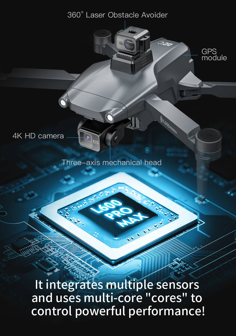 L600 PRO MAX GPS Drone Professional 4K 3-Axis PTZ HD Dual Camera Obstacle Avoidance Brushless Motor 5G WIFI RC Quadcopter Toys Ai-TechWorld