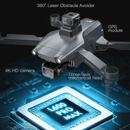 L600 PRO MAX GPS Drone Professional 4K 3-Axis PTZ HD Dual Camera Obstacle Avoidance Brushless Motor 5G WIFI RC Quadcopter Toys Ai-TechWorld