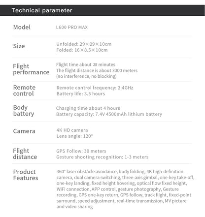 L600 PRO MAX GPS Drone Professional 4K 3-Axis PTZ HD Dual Camera Obstacle Avoidance Brushless Motor 5G WIFI RC Quadcopter Toys Ai-TechWorld