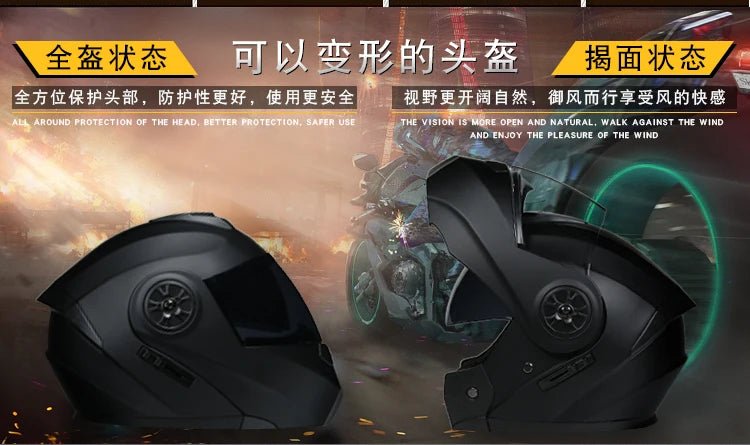 DOT Approved Safety Modular Flip Motorcycle Helmet with Dual Lens Interior Visor - Ai-TechWorld