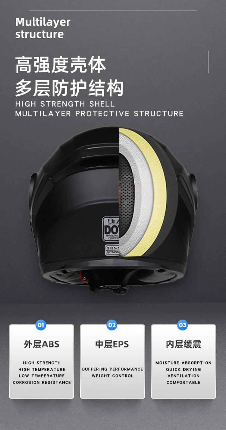 DOT Approved Safety Modular Flip Motorcycle Helmet with Dual Lens Interior Visor - Ai-TechWorld