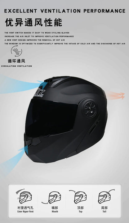 DOT Approved Safety Modular Flip Motorcycle Helmet with Dual Lens Interior Visor - Ai-TechWorld