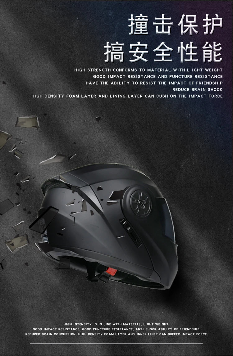 DOT Approved Safety Modular Flip Motorcycle Helmet with Dual Lens Interior Visor - Ai-TechWorld
