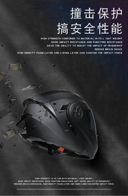 DOT Approved Safety Modular Flip Motorcycle Helmet with Dual Lens Interior Visor - Ai-TechWorld