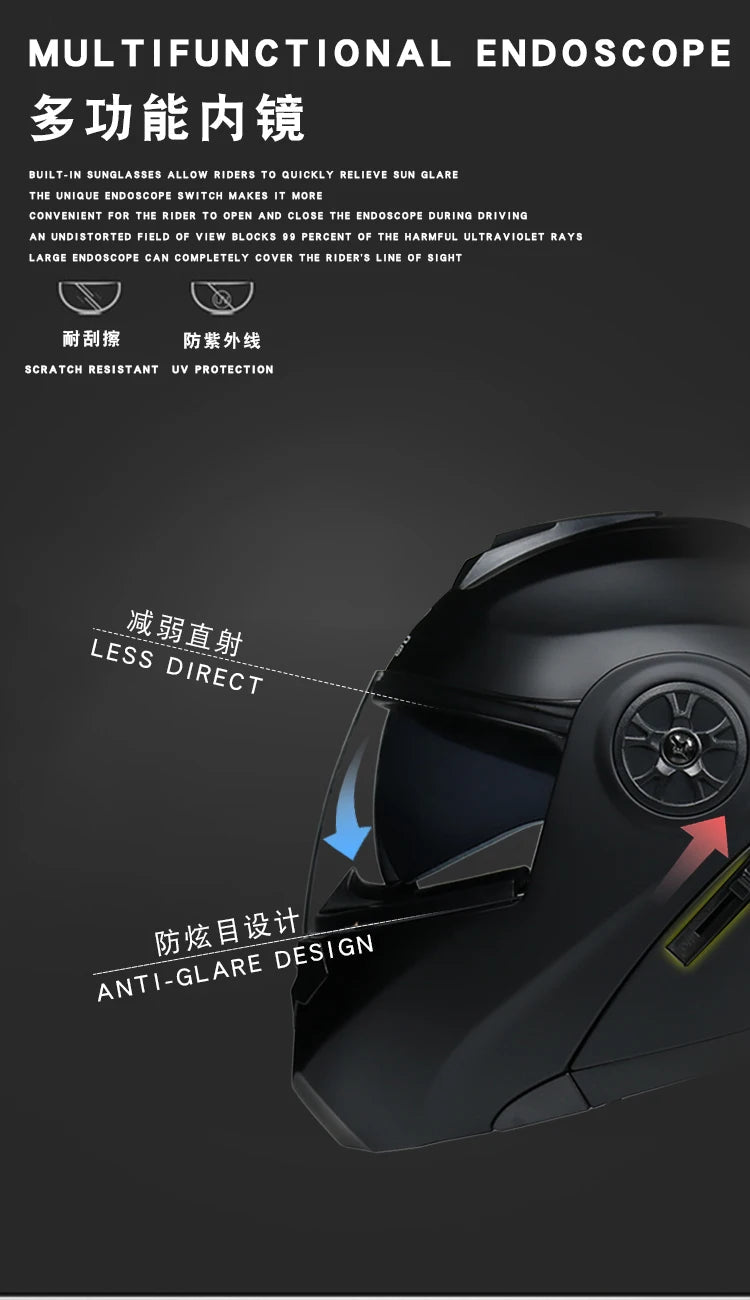 DOT Approved Safety Modular Flip Motorcycle Helmet with Dual Lens Interior Visor - Ai-TechWorld
