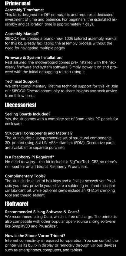 Latest SIBOOR Voron Trident [June,2024] 3D Printer with CNC Metal Structure 4AWD CoreXY DIY 3D Printer Kit AWD Components Ai-TechWorld