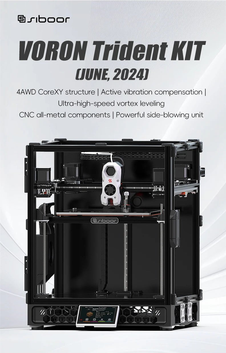 Latest SIBOOR Voron Trident [June,2024] 3D Printer with CNC Metal Structure 4AWD CoreXY DIY 3D Printer Kit AWD Components Ai-TechWorld