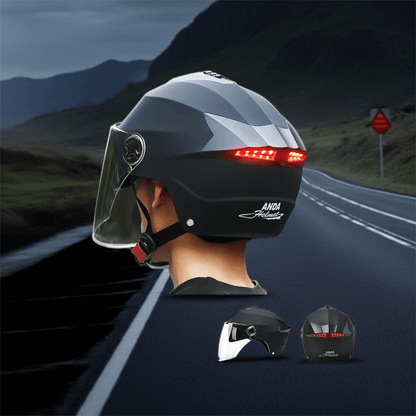LED Motorcycle Helmet with Double Visor - Rechargeable Moped & Electric Scooter Safety Light Ai-TechWorld