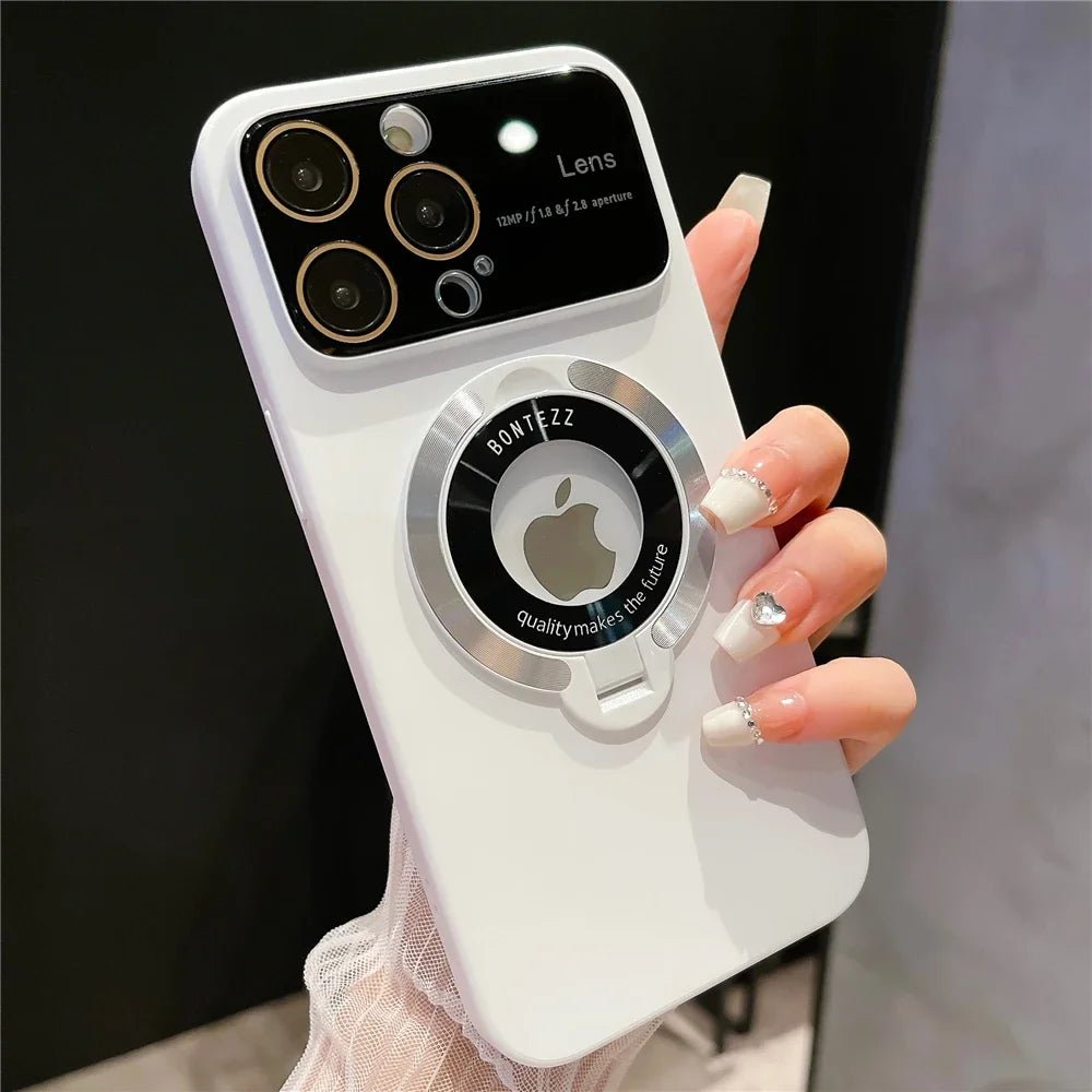 Luxury For Magsafe Magnetic Hard PC Frame Stand Phone Case For iPhone 16 Pro Max 15 Plus 11 12 13 14 Lens Protective Back Cover - Ai-TechWorld