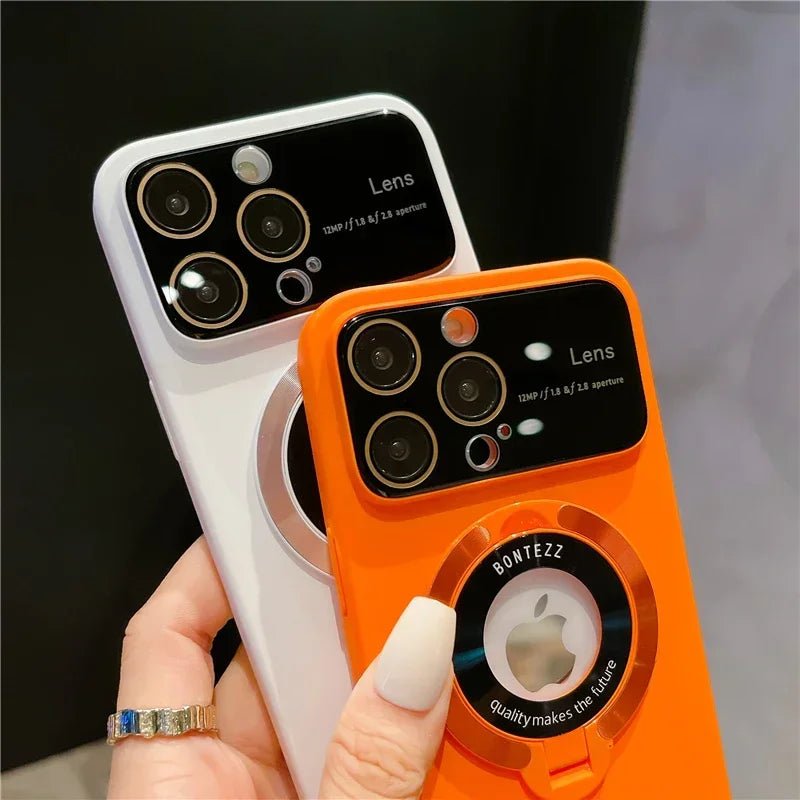 Luxury For Magsafe Magnetic Hard PC Frame Stand Phone Case For iPhone 16 Pro Max 15 Plus 11 12 13 14 Lens Protective Back Cover - Ai-TechWorld