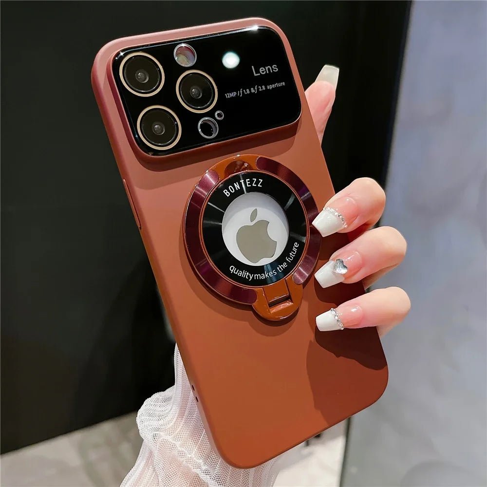 Luxury For Magsafe Magnetic Hard PC Frame Stand Phone Case For iPhone 16 Pro Max 15 Plus 11 12 13 14 Lens Protective Back Cover - Ai-TechWorld
