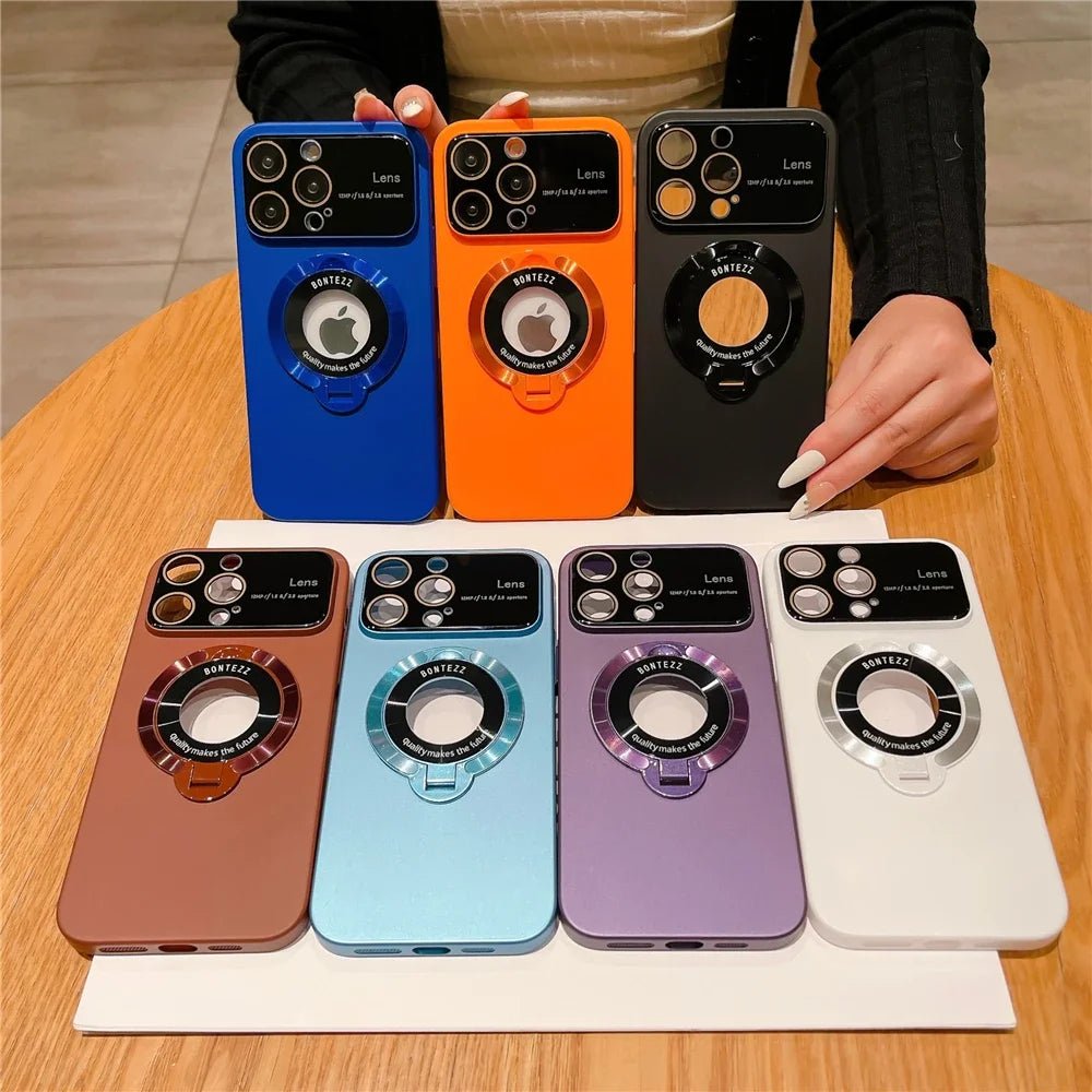 Luxury For Magsafe Magnetic Hard PC Frame Stand Phone Case For iPhone 16 Pro Max 15 Plus 11 12 13 14 Lens Protective Back Cover - Ai-TechWorld