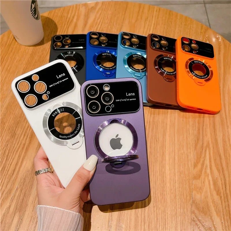 Luxury For Magsafe Magnetic Hard PC Frame Stand Phone Case For iPhone 16 Pro Max 15 Plus 11 12 13 14 Lens Protective Back Cover - Ai-TechWorld