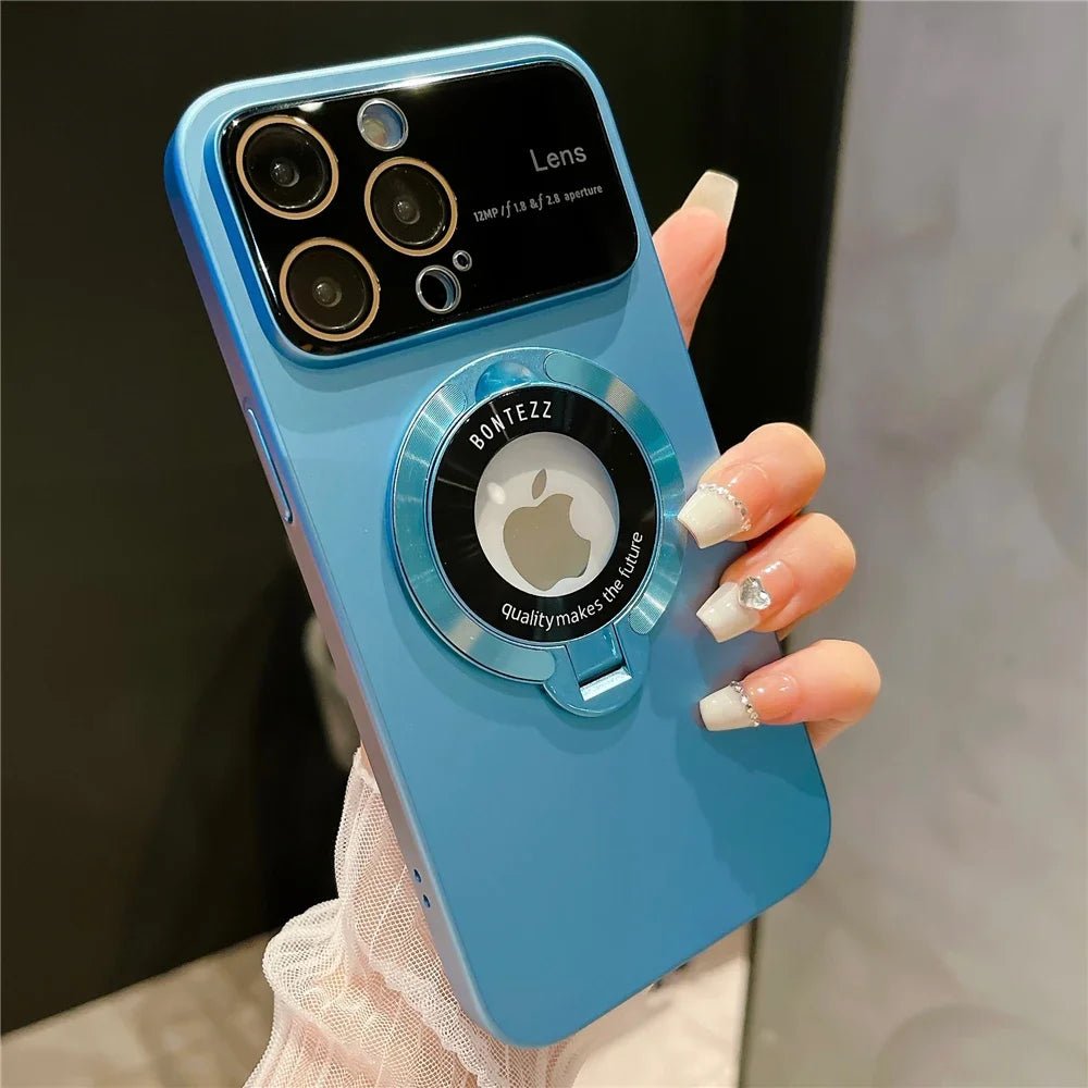 Luxury For Magsafe Magnetic Hard PC Frame Stand Phone Case For iPhone 16 Pro Max 15 Plus 11 12 13 14 Lens Protective Back Cover - Ai-TechWorld