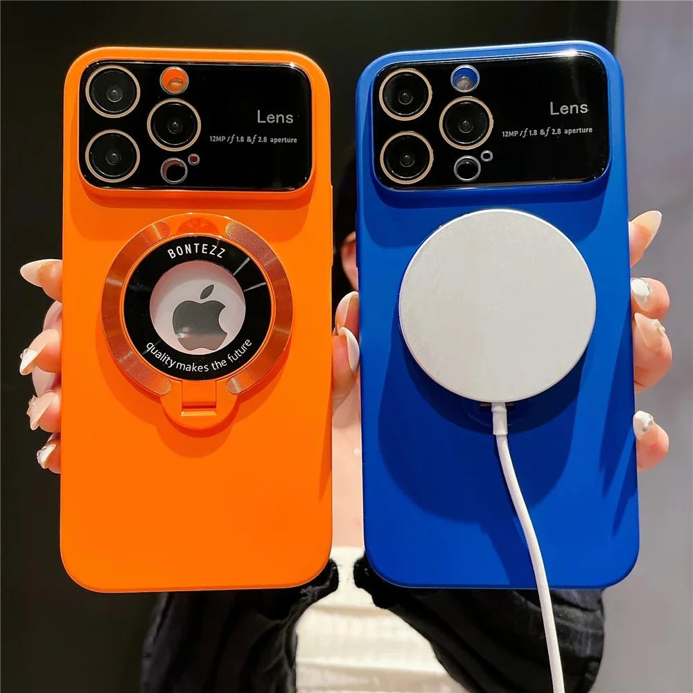 Luxury For Magsafe Magnetic Hard PC Frame Stand Phone Case For iPhone 16 Pro Max 15 Plus 11 12 13 14 Lens Protective Back Cover - Ai-TechWorld