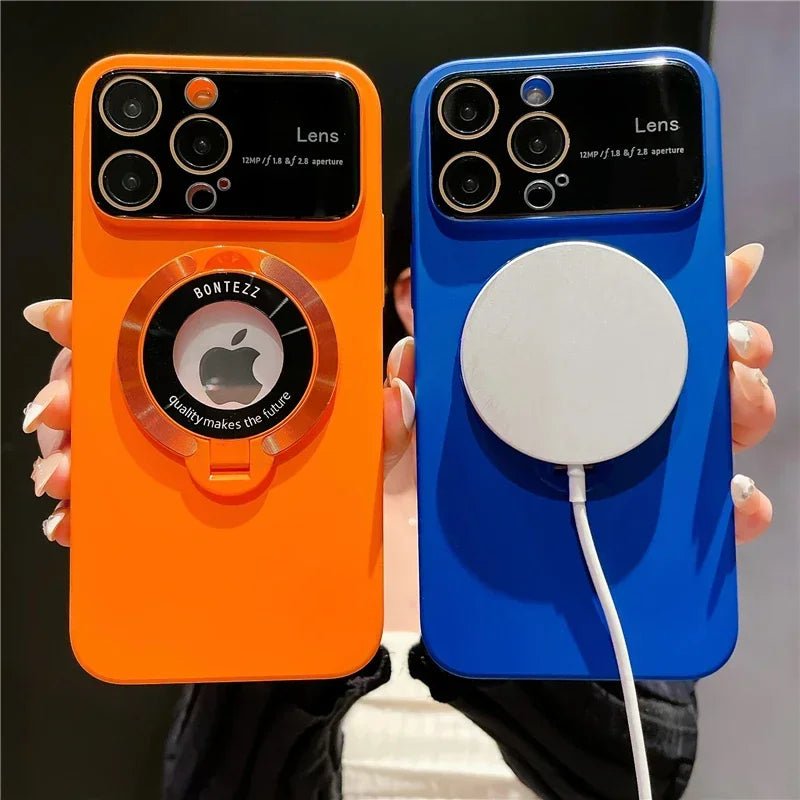 Luxury For Magsafe Magnetic Hard PC Frame Stand Phone Case For iPhone 16 Pro Max 15 Plus 11 12 13 14 Lens Protective Back Cover - Ai-TechWorld