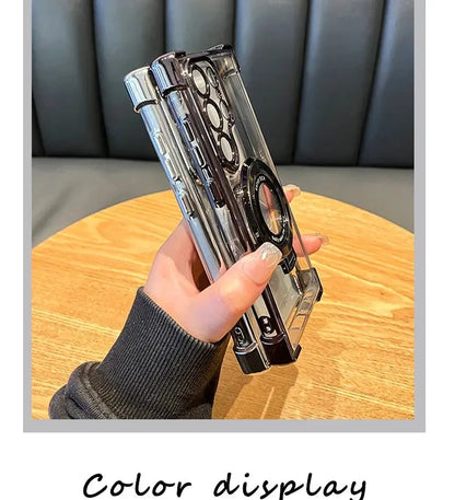 Luxury Magnetic Plating Stand Shockproof Clear Case For Samsung Galaxy S25 S24 Ultra S23 S22 Note 20 10 Plus Acrylic Back Cover - Ai - TechWorld