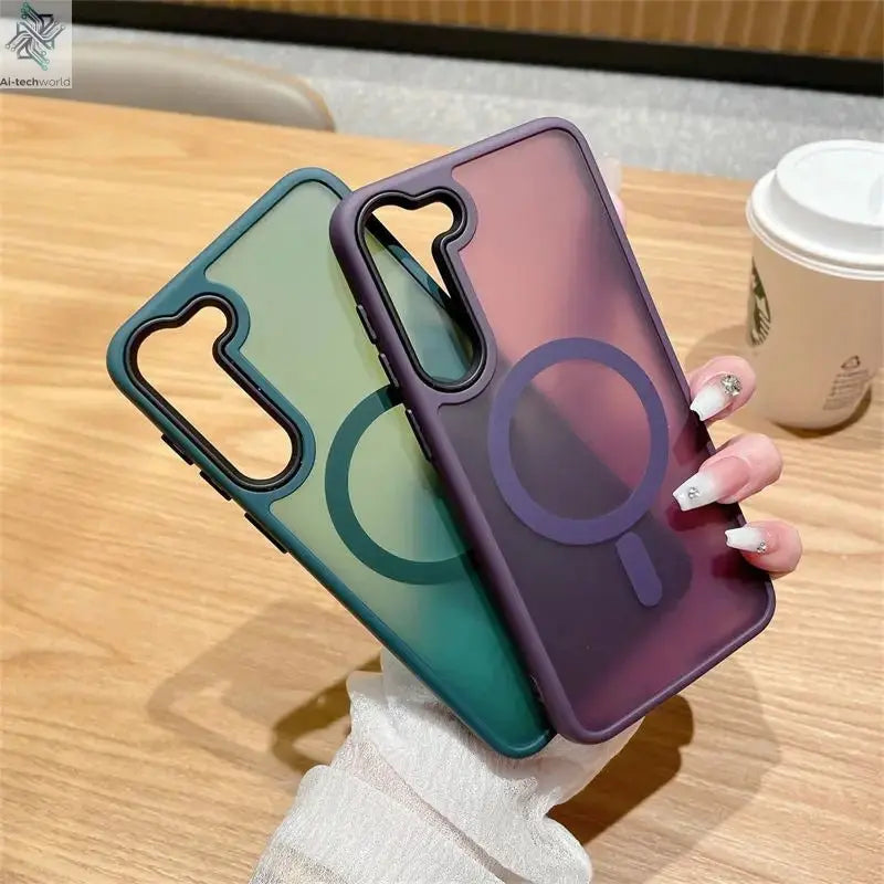 Luxury New Matte Translucent Business Phone Case for Samsung Galaxy S25 S24 Ultra S23 S22 Plus S20 S21 FE Magsafe Magnetic Cover - Ai - TechWorld