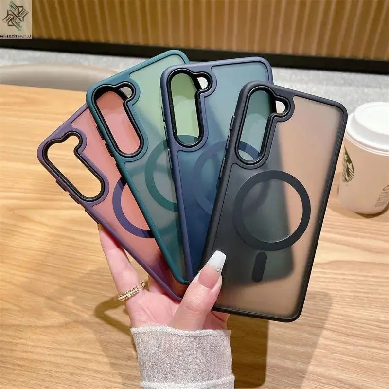 Luxury New Matte Translucent Business Phone Case for Samsung Galaxy S25 S24 Ultra S23 S22 Plus S20 S21 FE Magsafe Magnetic Cover - Ai - TechWorld
