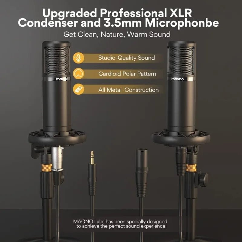 MaonoCaster-Podcast Equipment , XLR Condenser Microphone, and 3.5MM Mic for Podcast Recording, Streaming, DJ (AME2 Duo) Ai-TechWorld