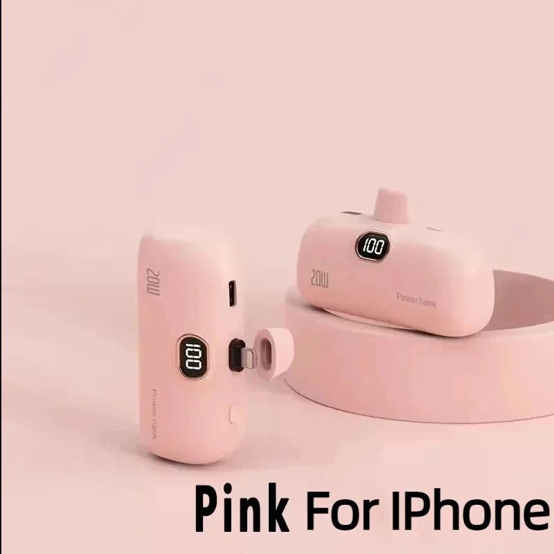 Mini Power Bank 2000/5000mAh Built Cable Portable Mobile Charger Fast Charger Spare Battery Capsule Power bank For iPhone Type-C Ai-TechWorld