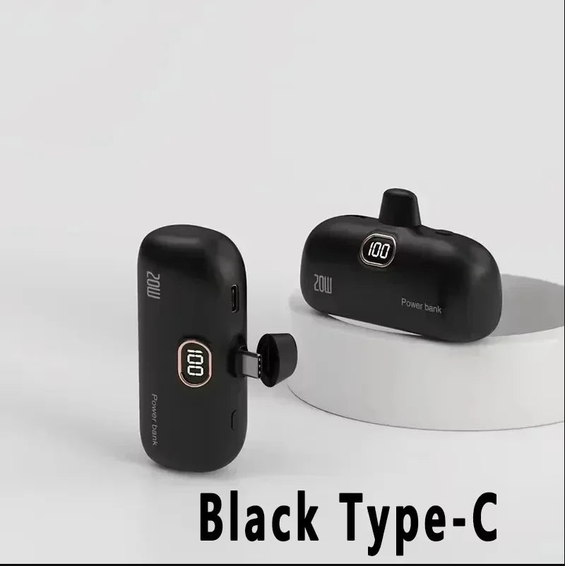 Mini Power Bank 2000/5000mAh Built Cable Portable Mobile Charger Fast Charger Spare Battery Capsule Power bank For iPhone Type-C Ai-TechWorld