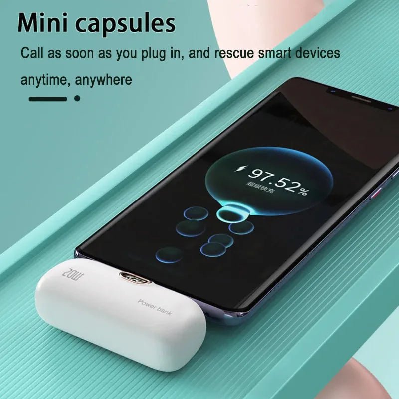 Mini Power Bank 2000/5000mAh Built Cable Portable Mobile Charger Fast Charger Spare Battery Capsule Power bank For iPhone Type-C Ai-TechWorld