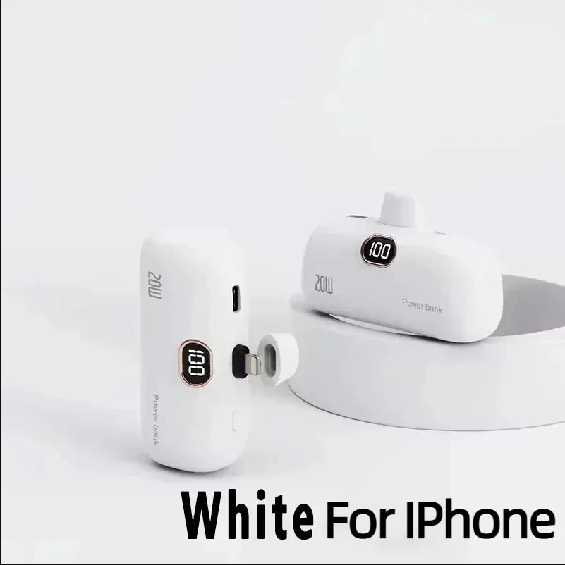 Mini Power Bank 2000/5000mAh Built Cable Portable Mobile Charger Fast Charger Spare Battery Capsule Power bank For iPhone Type-C Ai-TechWorld