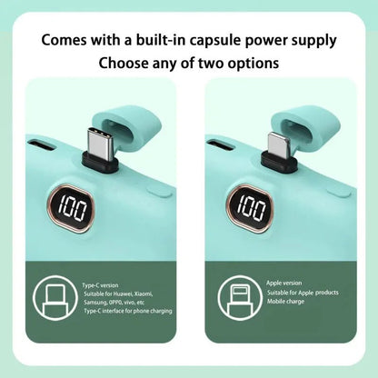 Mini Power Bank 2000/5000mAh Built Cable Portable Mobile Charger Fast Charger Spare Battery Capsule Power bank For iPhone Type-C Ai-TechWorld