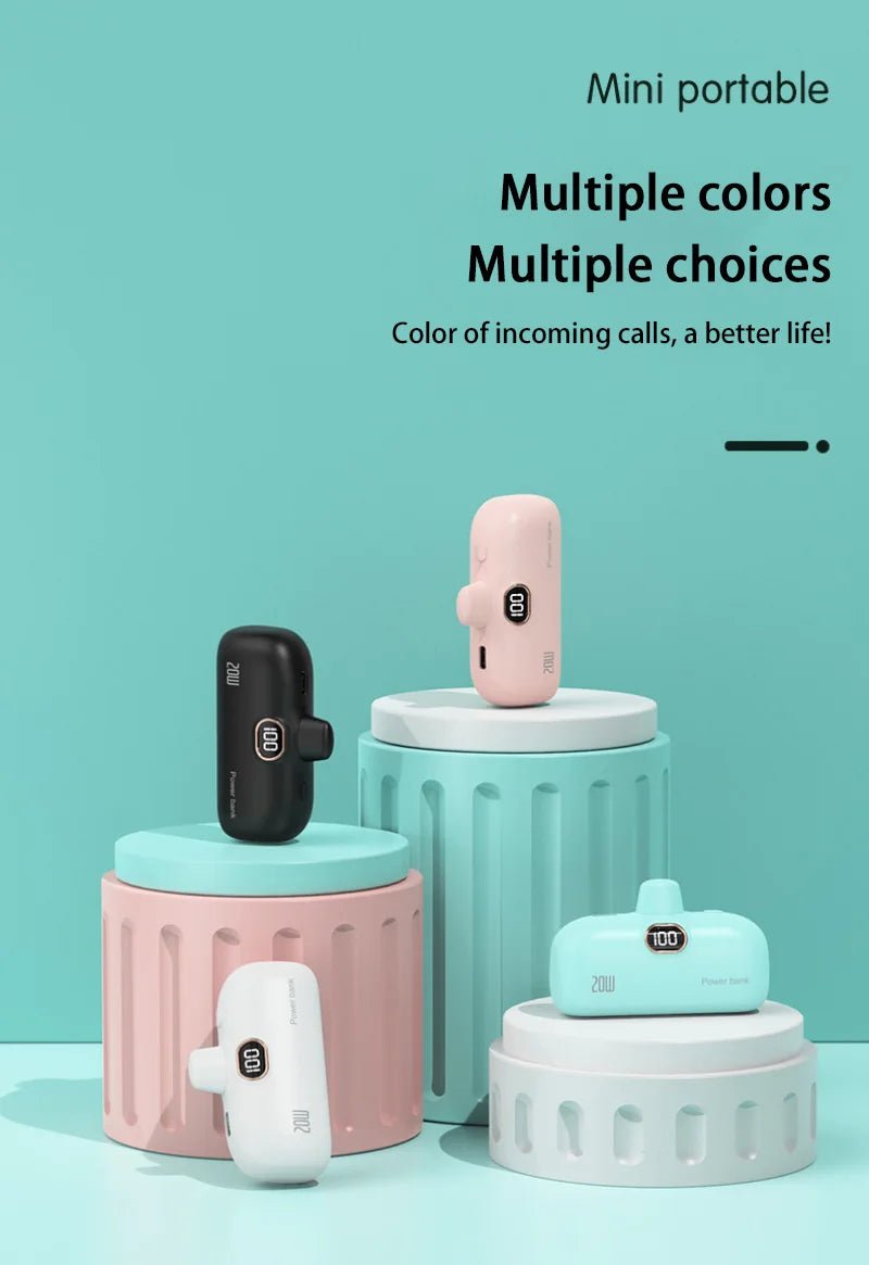 Mini Power Bank 2000/5000mAh Built Cable Portable Mobile Charger Fast Charger Spare Battery Capsule Power bank For iPhone Type-C Ai-TechWorld