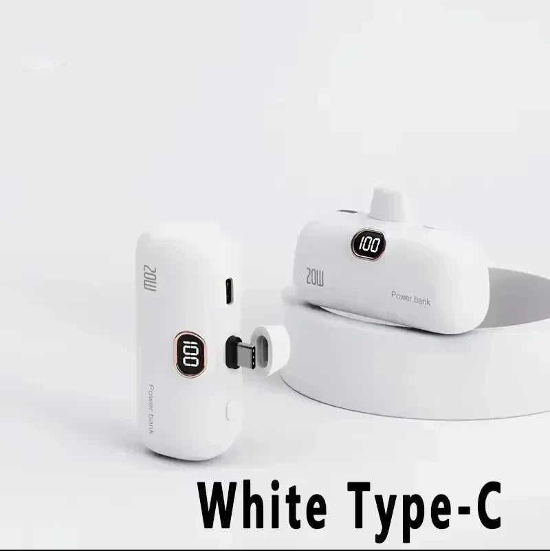 Mini Power Bank 2000/5000mAh Built Cable Portable Mobile Charger Fast Charger Spare Battery Capsule Power bank For iPhone Type-C Ai-TechWorld