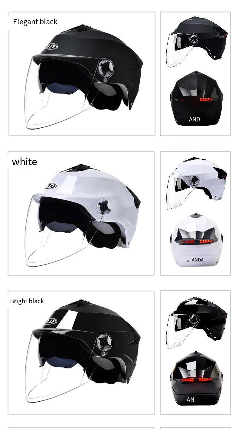 LED Motorcycle Helmet with Double Visor - Rechargeable Moped & Electric Scooter Safety Light Ai-TechWorld