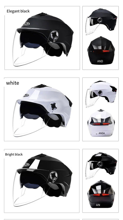 LED Motorcycle Helmet with Double Visor - Rechargeable Moped & Electric Scooter Safety Light Ai-TechWorld