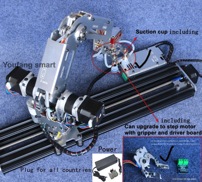 Multi Axis Robotic Arm Industrial Stepping Metal Manipulator For Arduino 2560 Robot DIY Kit with Suction Cup/Stepper Motor Claw Ai-TechWorld 