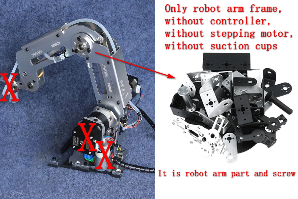 Multi Axis Robotic Arm Industrial Stepping Metal Manipulator For Arduino 2560 Robot DIY Kit with Suction Cup/Stepper Motor Claw Ai-TechWorld 