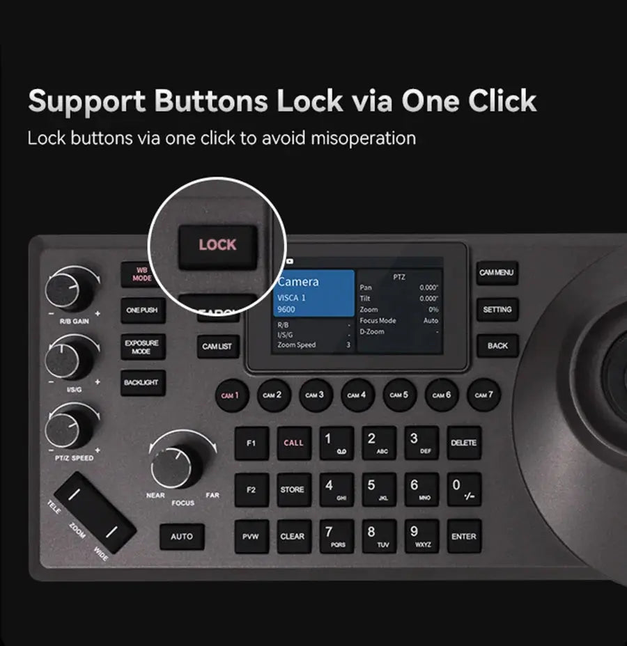 NDI PTZ Camera Joystick Controller POE 3" Preview LCD PTZ Controller Keyboard with 4D Joystick for Broadcast Church Live Streami - Ai - TechWorld