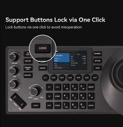 NDI PTZ Camera Joystick Controller POE 3" Preview LCD PTZ Controller Keyboard with 4D Joystick for Broadcast Church Live Streami - Ai - TechWorld