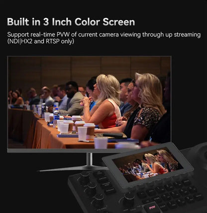 NDI PTZ Camera Joystick Controller POE 3" Preview LCD PTZ Controller Keyboard with 4D Joystick for Broadcast Church Live Streami - Ai - TechWorld