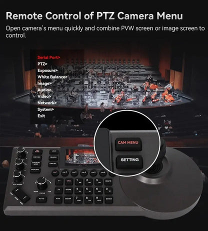 NDI PTZ Camera Joystick Controller POE 3" Preview LCD PTZ Controller Keyboard with 4D Joystick for Broadcast Church Live Streami - Ai - TechWorld