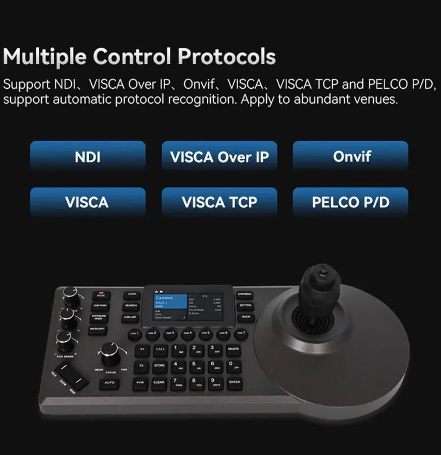 NDI PTZ Camera Joystick Controller POE 3" Preview LCD PTZ Controller Keyboard with 4D Joystick for Broadcast Church Live Streami - Ai - TechWorld