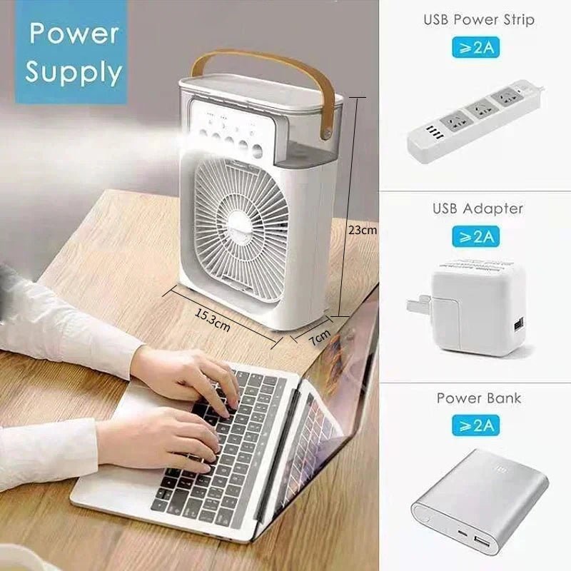 Portable 3-In-1 Fan Air Cooler w/ LED Night Light - Versatile Office/Home Cooling Solution Ai-TechWorld