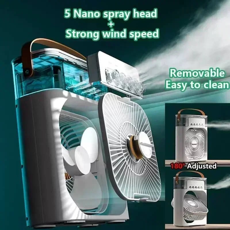 Portable 3-In-1 Fan Air Cooler w/ LED Night Light - Versatile Office/Home Cooling Solution Ai-TechWorld
