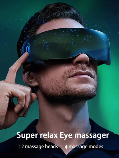 New Eye Massage Device Heating Vibration Eye Massage Instrument Acupressure Eye Massager With 12 Massage Heads Super Relax Ai-TechWorld 