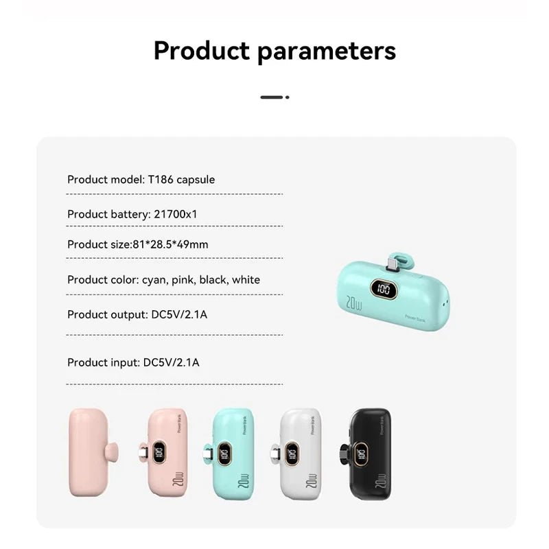 OnePlus 30000mAh Mini Portable Power Bank Capsule Mobile Power Supply Emergency External Battery Fast Charger For iPhone Xiaomi Ai-TechWorld