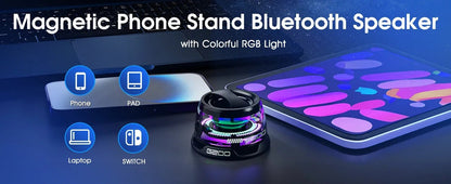 Mini Outdoor Bluetooth Speaker - Portable Wireless Travel Speaker with RGB Light & Phone Holder - #Ai-TechWorld#