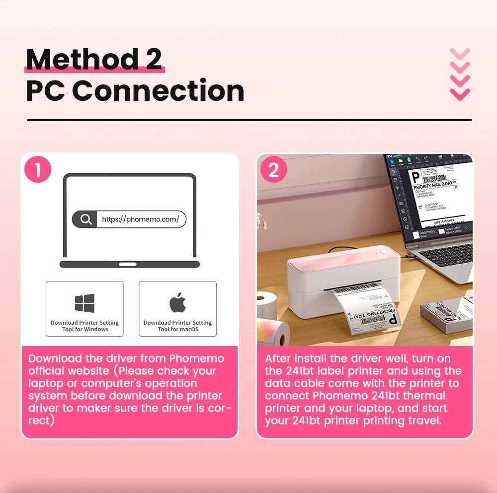 Phomemo 241 Bluetooth Thermal Label Printer Wireless Small Shipping Label Printer 4X6 Compatible with iPhone Android Mac Window Ai-TechWorld